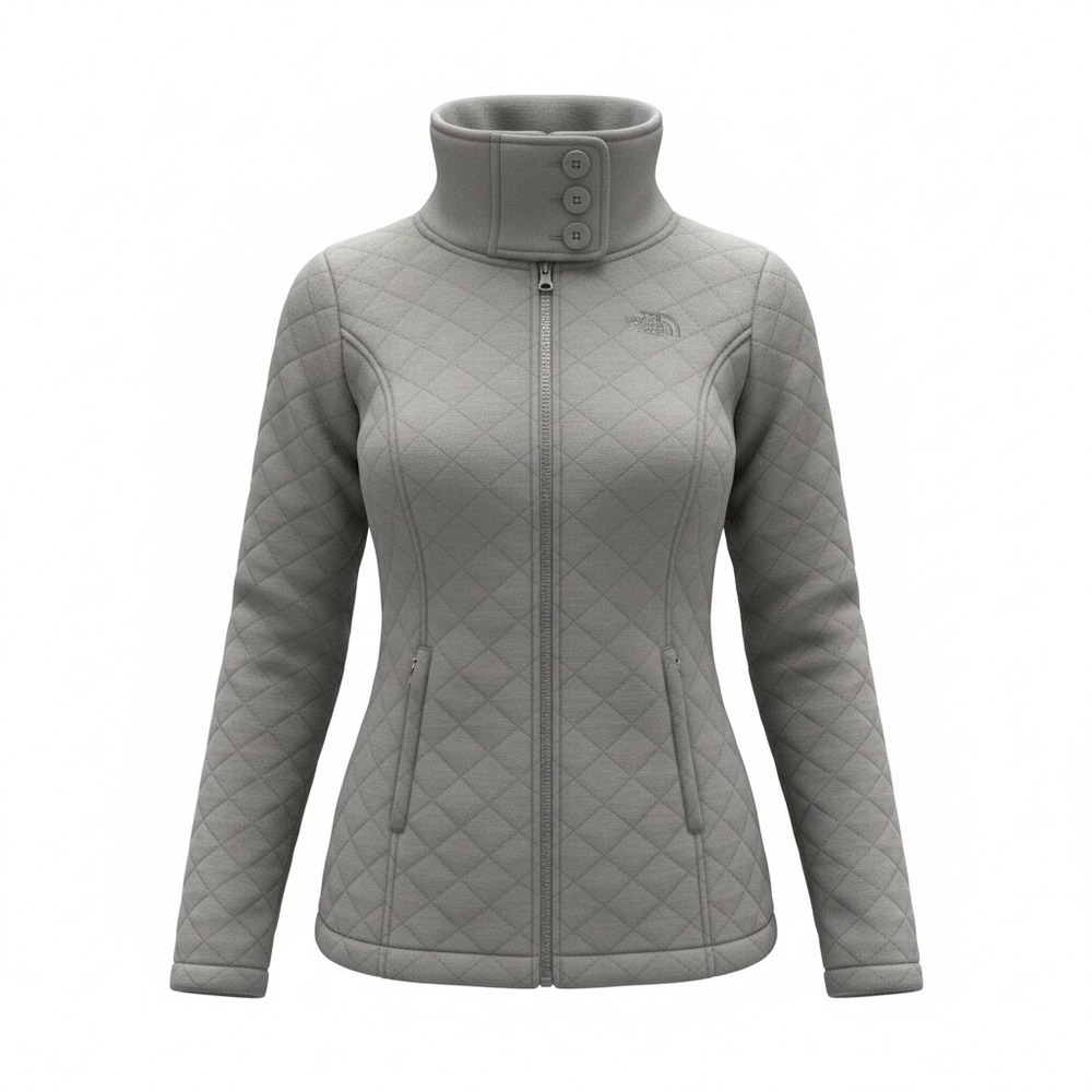 The North Face Arctic Quilted Gray Fleece Lined Jacket High Neck Women's XS